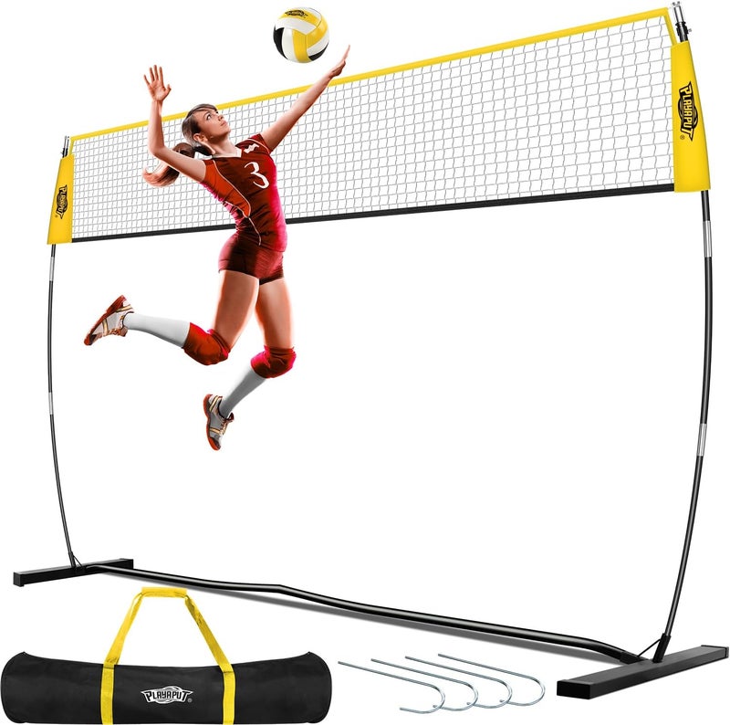 PLAYAPUT 12FT Freestanding Volleyball Net,Height Adjustable Volleyball Training Net For Hitting,Serving,Setting Practice,Protable Volleyball Nets With Volleyball,Carrybag,Perfect For Indoor Or Outdoor - Image 1